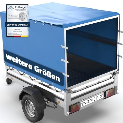 Tarpofix® Bâche de remorque Haute 256 x 145 x 135 cm & Corde de bâche - Bâche de remorque Durable PVC Robuste - Bâche de Couverture idéale pour Divers modèles de remorques de 750kg & 1000kg