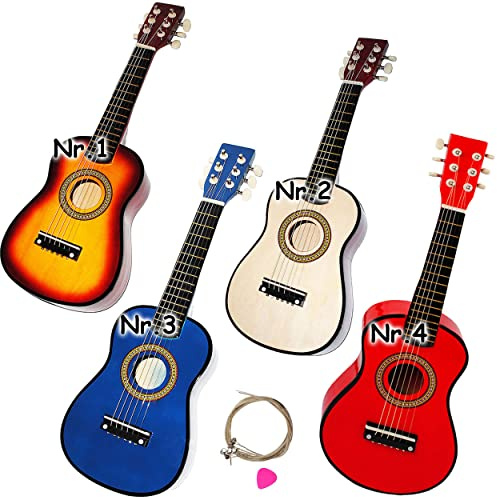 alles-meine.de GmbH hochwertige Kinder Holz Gitarre - Konzertgitarre - Klassik - Natur braun - 1/8 Größe - 54 cm - akustische - Kindergitarre - mit 6 Stück Ersatzsaiten & Plekt..