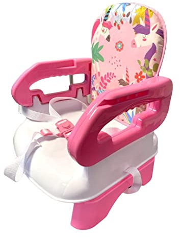 Ladida rosa Einhorn faltbare Babyschale für zu Hause und unterwegs, Esssitz mit abnehmbarem Essbrett, Hochstuhl zum Füttern und Spielen 151