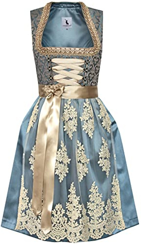 Alpenmärchen Midi ALM911 Dirndl de la collection exclusive avec tablier en dentelle Taille 32-54