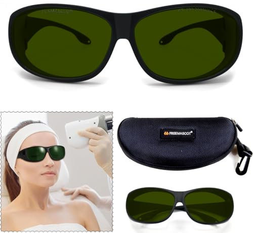 FREEMASCOT Gafas de seguridad profesionales con láser IPL de 190 nm-2000 nm para protección UV, depilación láser, belleza y cosmetología, protección ocular (marco estilo 4)