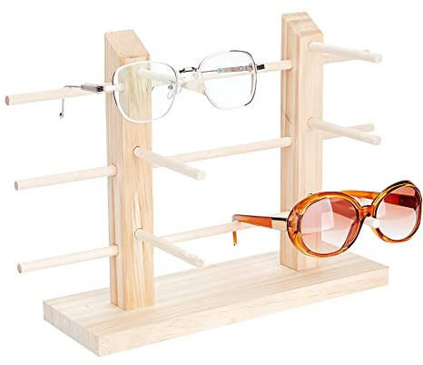 PH PandaHall 1 conjunto Soporte de exhibición de gafas de sol de 2 filas, 6 pares de soportes de gafas, estante de almacenamiento para múltiples gafas, hogar, oficina, tienda, exhibición