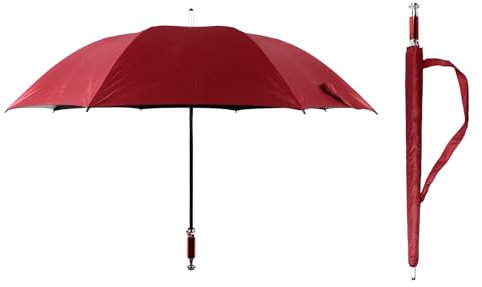 130 Cm -Schutz-Golfschirm, Automatischer, Gerader Stab, Schwarzer Kleber, Winddichter Stockschirm, Tragbarer Sonnenschutz-Regenschirm mit Aufbewahrungstasche (WINE RED)