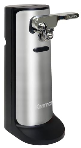 Kenmore Electric Can Opener - Arthritis-Friendly, Bottle Opener, Knife sharpener, Latas Abrelatas, Cord Storage, Automatic Countertop Appliance Stainless Steel Detachable Cutting Lever