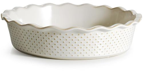 getstar Ceramic Pie Pan, Pie Dish for Baking, Non-Stick, Oven & Dishwasher Safe, Farmhouse Quiche Baking Dish, Pie Plate, Deep Dish Pie Pan, H80356