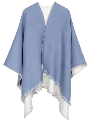 Dninmim Dam ulltröja sjal poncho och tofs dubbelsidig vinter poncho scarf cardigan, 2, one size