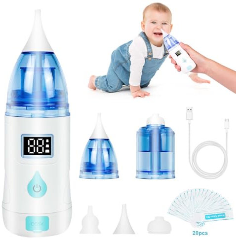 URAQT 2 in 1 Electric Nasal Aspirator with Atomization Function, Anti-backflow Baby Nose Sucker Electric Nose Cleaner with 3 Suction Levels and 20 Nasal Wash Salt Packets, for Newborns, Toddlers, Kid