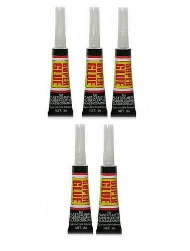 ALL PURPOSE SUPER GLUE 5PK - Fast Acting Super Strong Glue | Strong Hold For Shoes & Repairs | Quick Dry For Wood, Metal, Rubber, Plastics, Leather & Nail