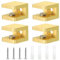 Sourcing Map Brass Glass Clamp, 4Pcs Adjustable Glass Shelf Bracket Support Holder, Gold