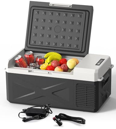 OMISOON 15.6L kühlbox Auto 12/24V, Kompressor Kühlbox Elektrisch mit ECO Modus, Mini Kühlschrank Elektrische Tragbare -20℃~20℃ für Auto, LKW, Camping, Boot, Reisemobil