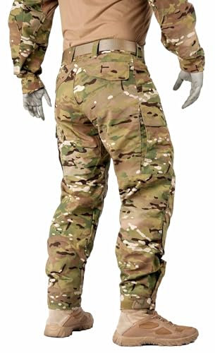 OCANXUE Taktische Herren-Hose, Camouflage, wasserabweisend, Cargohose, Wandern, Paintball, Airsoft, Jagd, ohne Knieschoner, Cp Camo, 52