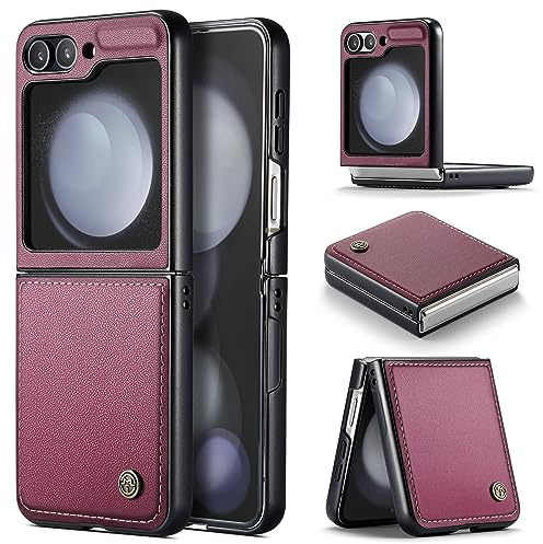 Rerzoiro for Samsung Galaxy Z Flip 5 Case, Premium PU Leather Case Anti Scratch Slim Phone Shockproof Protective Phone Cover for Samsung Galaxy Z Flip5, Red