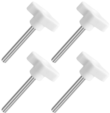 QUARKZMAN 4pz Manopole ad Alette a T a Farfalla, Manopola Serraggio Vite M6 x 50mm Filettatura Maschio Viti Acciaio Inossidabile 304 Maniglia 36mm Dia per Sostituzione Manopola, Bianco