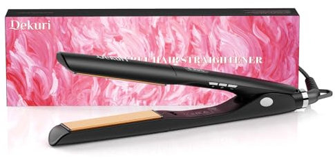 Dekuri Piastra Capelli 2 in 1, Piastra per Capelli in Titanio, Riscaldamento Rapido in 30s, Display LED 120-230℃, Piastre Capelli Professionale Ionic per Donne - Nero