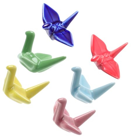 FUNNETOYU Keramik Essstäbchenhalter Papierkranich Design 1 Stück Essstäbchenablage Löffel Gabel Halter Küchenutensilien Aufbewahrung Glatte Oberfläche 5X4X3.5Cm