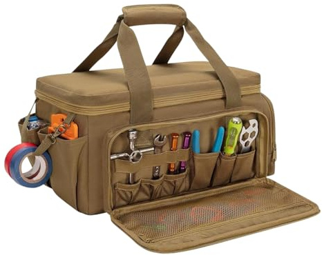 Zaino Portautensili con Ruote | Capacità 50 kg, 27 Tasche | Borsa Professionale cons Maniglia Telescopica Regolabile e Base Stabile | Organizzatore per Edilizia, Meccanico, Trasporto Facile