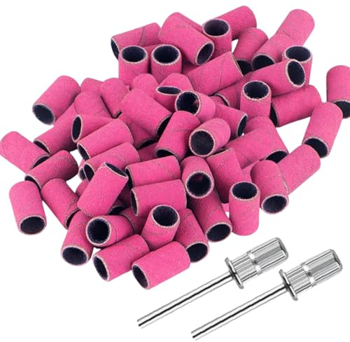 UIEXAY 100 Pièces Embouts Ponceuse Manchons, Embout Emeri Ongles Bandes de Ponçage Professionnelles 180# 240# Grain Ponceuse Emeri Rouleaux Lime Ongles pour Manucure Pédicure,embout ponceuse ongles