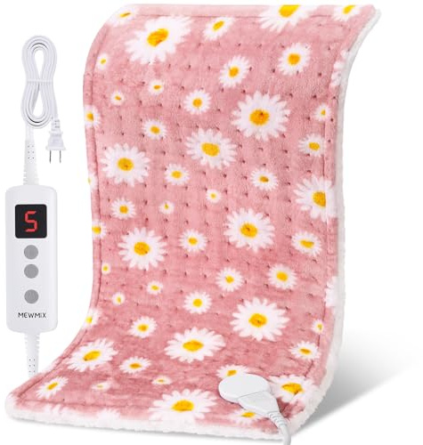 Daisy Heating Pad for Back Period Cramps Neck Shoulder Pain Relief, Portable Electric Heat Pads Pink Stuff Gifts Ideas, Funny Useful Self Care Christmas Birthday Gift for Women Mom Her Wife Girlfriend