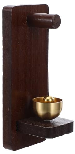 Hemobllo Timbre Magnético Colgante de Madera Nogal Campanilla de Latón Campanilla Retro para Puerta de Entrada Timbre Vintage Resistente Intemperie para Hogar Oficina y Comercio