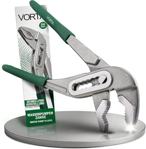 VORTA® Wasserpumpenzange 250mm | Rohrzange mit Schnellfeinverstellung | Wasserrohrzange mit rutschfesten Griffen für optimale Hebelwirkung | Universalzange