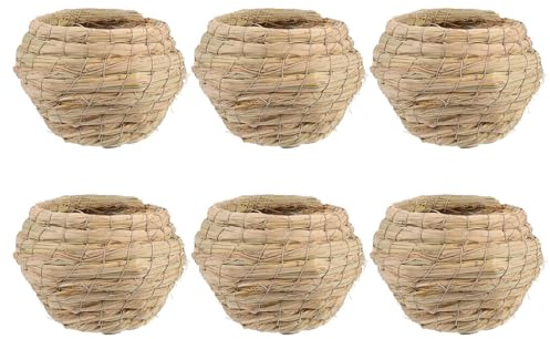 Abaodam Nid Oiseau Extérieur 6pièces en Paille Naturelle pour Refuge et Décoration de Jardin