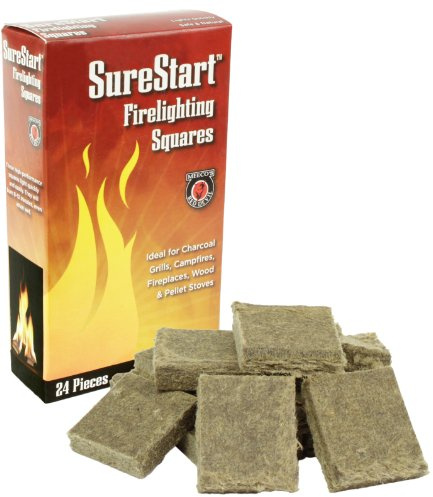 Meeco's Red Devil 418 SureStart Firelighting Squares (Pack of 24) - Quick & Easy Fire Starters for Fireplaces, Wood Stoves, Campfires & Grills - Burns 8-12 Minutes, Even When Wet - Made in Germany
