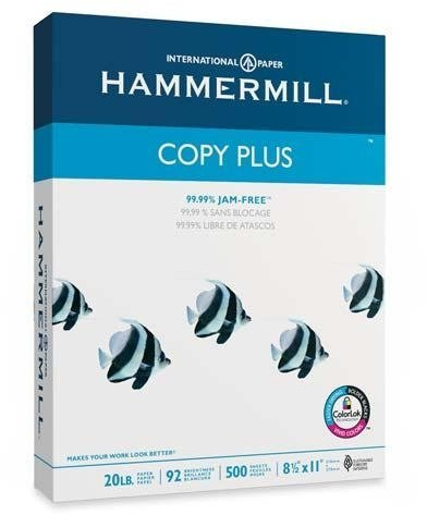 4 X Hammermill Copy Plus Multipurpose/Fax/Laser/Inkjet Printer Paper, Letter Size (8.5 x 11), 92 Brightness, 20 lb, Acid Free, Ream, 500 Total Sheets (105007)