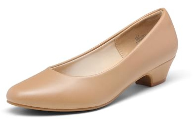 DREAM PAIRS Escarpins Femme Petit Talon Chaussure, Escarpins Compensés Elégants et Confortables pour Femme,Size 40,Nue/PU,Mila
