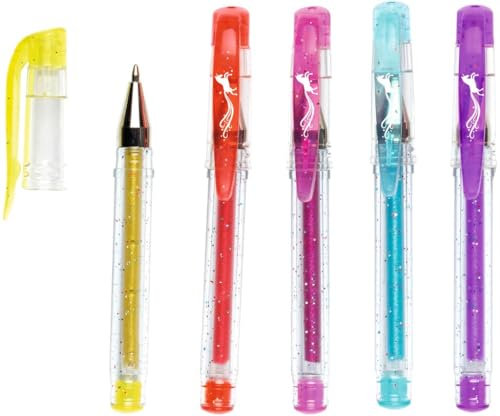 moses 26111 - Bolígrafos de gel con purpurina, diseño de unicornio, para escribir y decorar, 6 unidades (1 paquete)