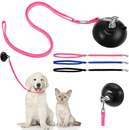 Frienda 4 Pcs Dog Bathing Tether with Suction Cup,Blue Black Pink