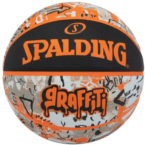 Spalding - Graffiti Series - Orange - Ballon de Basketball - Taille 7 - Basketball - Ballon certifié - Matériau : Caoutchouc - Extérieur - Antidérapant - Excellente adhérence