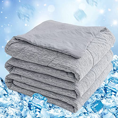 CHOSHOME Cooling Comforter Twin Size, Cooling Blanket for Hot Sleeper, Q-Max 0.45 Arc-Chill Cooling Fiber, Cool Soft Thin Breathable Summer Blanket for Bed, Couch, (60 x 90, Grey)