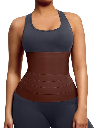 FeelinGirl Waist Trainer for Women Tummy Control Trimmer Belt One Size Waist Cincher Snatch Bandage Wrap Plus Size Body Shaper Brown