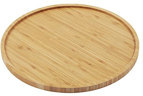 Eden & Willow Natural Bamboo Tray for Serving, Eco-Friendly and Durable, Kitchen Table Tray with Raised Edges - 33cm (Round), Beige, (BAM-PLA-4995)