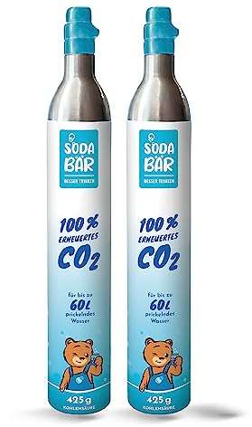 SodaBär® Cylindre de CO2 pour appareils SodaFresh - 2 x 425 g (60 l) - Remplissage gazéifié de Linde Allemagne