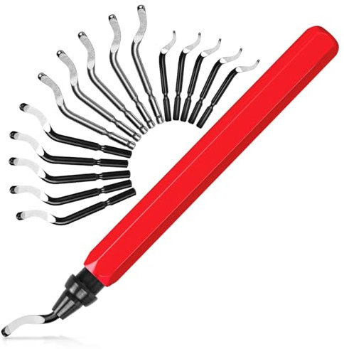 shirylzee Ebavureur Outil D'ébavurage, Burr Remover avec 16 Lames Ebavureur de Rechange, 360 Degrés Deburrpour l'impression 3D, Plastique, PVC, Wood, Aluminium Cuivre et Acier