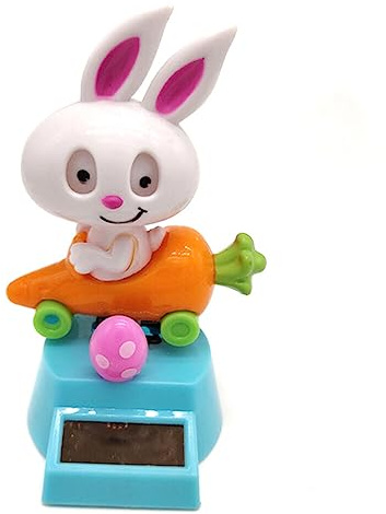 ISAKEN Solar Wackelfigur Hase Auto Solarbetriebene Wackelfigur Solarfigur, Solar Wackelfiguren für Auto, Figur als Dekoration für Armaturenbrett, Fensterbank, Hutablage