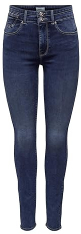 ONLY Onlroyal HW Skinny Push Wide WB Ext Dnm Vaqueros Ajustados, Azul, XS / 30L Mujeres