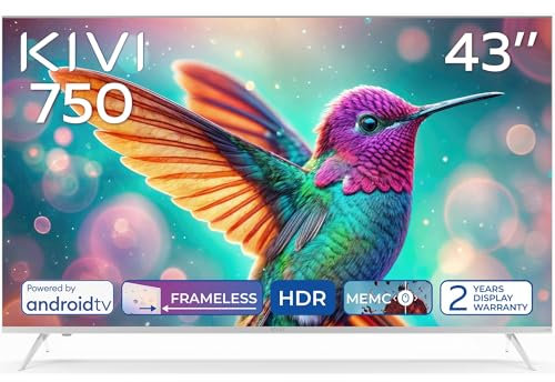 KIVI 43U750NW Smart TV sans cadre – Téléviseur 43 Pouces UHD 4K, Comparable à OLED, HDR10 et HLG, Son Dolby, Android 11, Commande Vocale, Wi-Fi, pour HBO, Téléviseurs et Télévision en Offres Spéciales