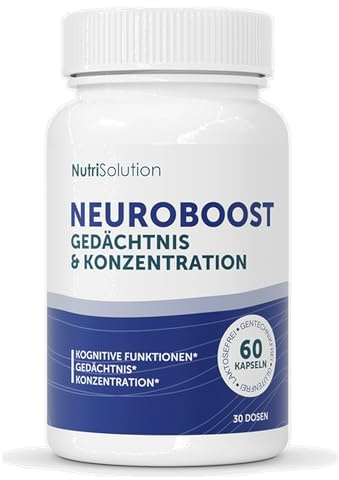 NeuroBoost: Integratore Naturale di Supporto Cognitivo con Ginkgo Biloba, Vitamina B12 ed Estratti di Piante - Nutre la Memoria, la Concentrazione e la Salute Cognitiva - 60 Capsule Vegane