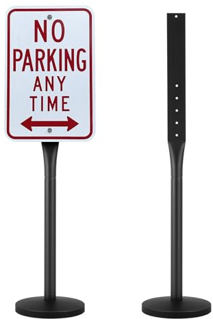 VEVOR Poteau sur Socle Support Panneau de Signalisation en Fonte, Ensemble de Poteau et de Base pour Panneau de Signalisation 123,5 cm de Long, Support Porte-Affiche pour Sécurité Routière, Noir