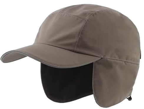 Decentron Cappello invernale da uomo resistente all'acqua con fodera in pile riflettente, berretto con paraorecchie, caldo cappello da baseball sportivo, Verde militare chiaro., Taglia unica