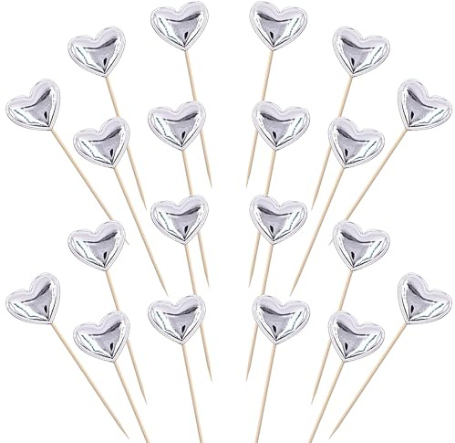 SYKYCTCY 30 Pack Heart Cupcake Toppers Twinkle Sweet Love Heart Cupcake Picks Valentine's Day Cake Topper Happy Birthday Wedding Engagement Baby Shower Cake Decorations Party Supplies