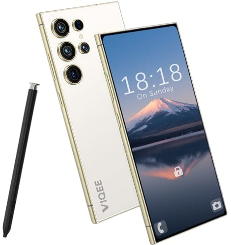 viqee Android 14 Smartphone Handy Ohne Vertrag, 8+256GB Dual SIM 6.8 HD-Bildschirm 4500mAh Akku 21+8MP Kamera Simlockfreie Handys/Fingerabdruck/OTG/Face ID,Weiß