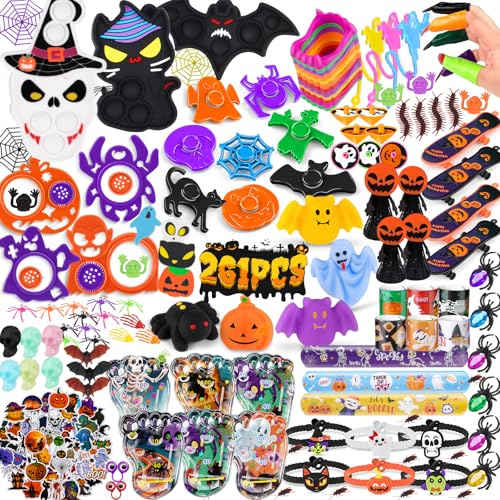 nicknack 261 Piezas de Juguetes para Rellenar Bolsas de Halloween, Rellenos de Piñatas de Halloweens, Regalar en Halloween, Juguetes de Truco o Trato Para Niños