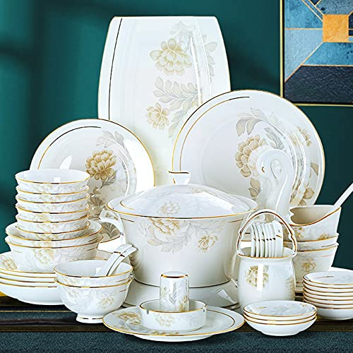 DLAZUM Juego de vajilla de cerámica, Platos, vajilla de cerámica, Juego de vajilla Combinado, Servicio de Porcelana para 10