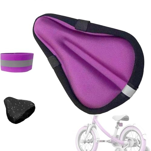 TCheung Comfort-First Gel Seat Cushion | 9x6in Kids/Youth Bikes | Protective Outdoor Cover | Ultra-Soft Tech (Purple)