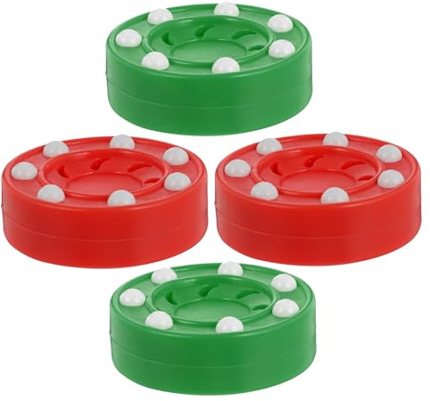 ANDRESLAD Lot de 4 Palets d'Entraînement de Hockey sur Plancher en Plastique Poids Adapté Couleurs Rouge et Vert pour Entraînement Street Hockey en Salle et Extérieur