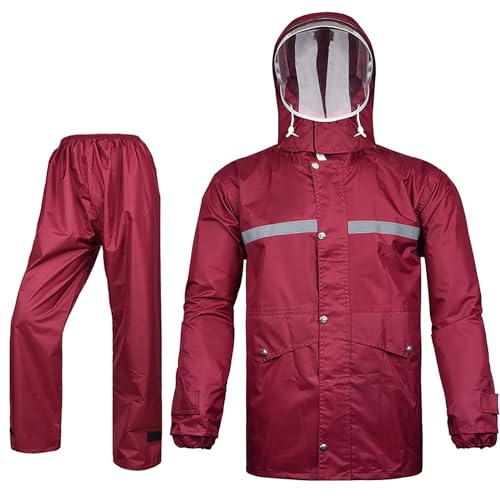 Generisch Combinaison de pluie pour homme et femme - Réfléchissante - Vêtement de pluie imperméable - Baggy - Vêtement d'extérieur léger - Combinaison de moto - 2 pièces - Veste de pluie et pantalon
