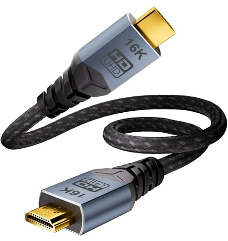 CABLAPTOP cavo hdmi 50 cm,Cavo HDMI 2.2,16K 8K 4K Cavo HDMI Ultra Alta Velocità 4K 480Hz 240Hz 144Hz 120Hz 8K 60Hz 96Gbps Cavi HDMI eARC HDR HDCP 2.3 D-olby Atmos Vision TV PC Monitor Proiettore